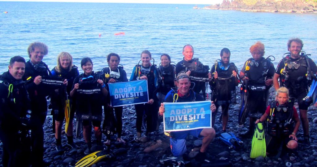 Project Aware environmental action dive against debris on Bali Indonesia