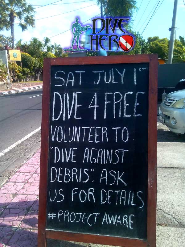 The Dive Hero promotes Dive Against Debris project aware