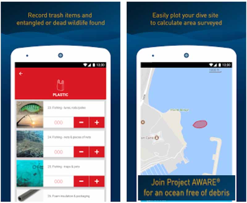 The Project AWARE Dive Against Debris app